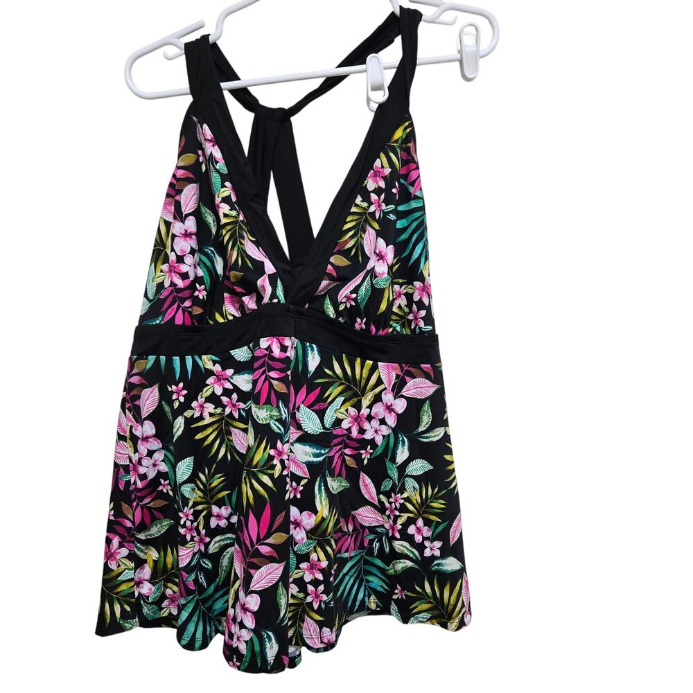 Swimsuits For All Tropical Floral Swim Dress Plus Size 22